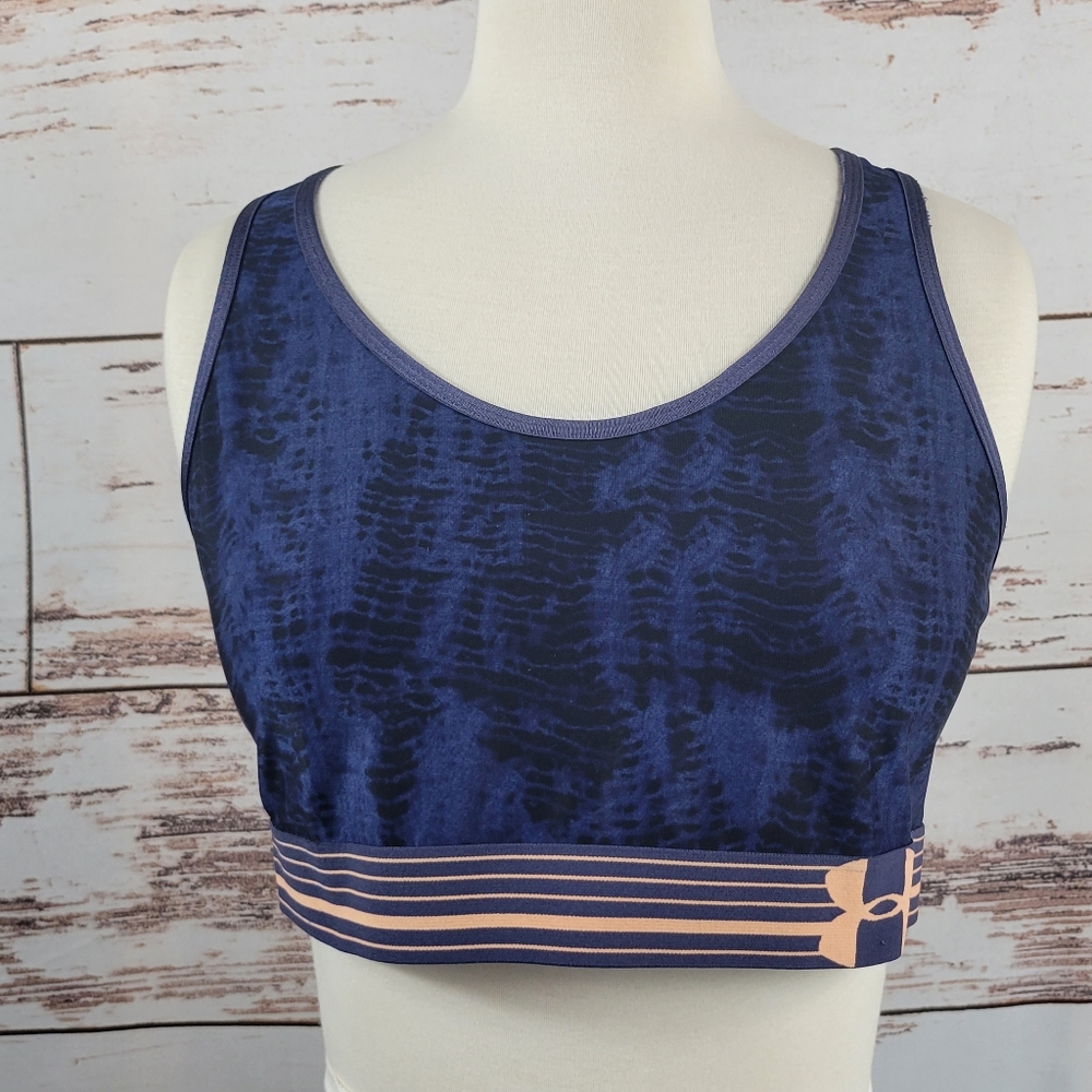 Under Armour Navy Blue & Pink Striped Sports Bra